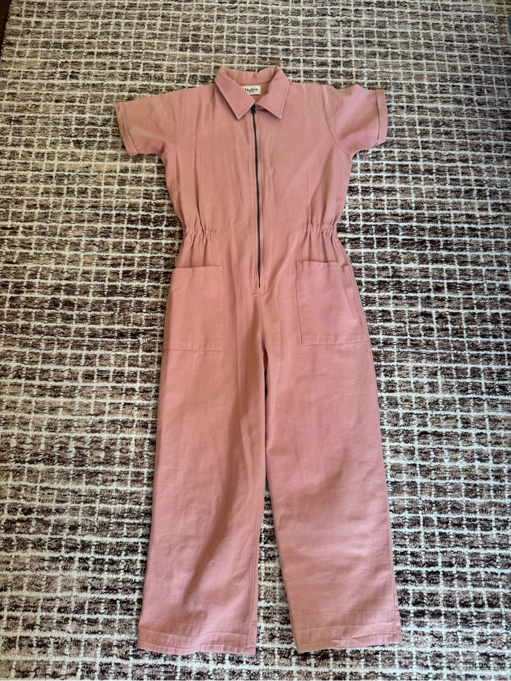 Noble Short-Sleeve Utility Jumpsuit in Dusty Rose